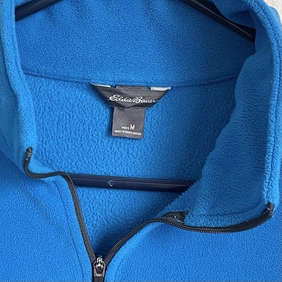 Eddie Bauer Sweater Mens Medium Blue Fleece Mid Zip Athleisure Outdoor Spring - Picture 5 of 10